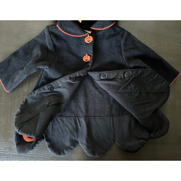Bonnie Baby Halloween Pumpkin Coat & Hat Set Size 3–6M Black Orange Fleece - Picture 4 of 6
